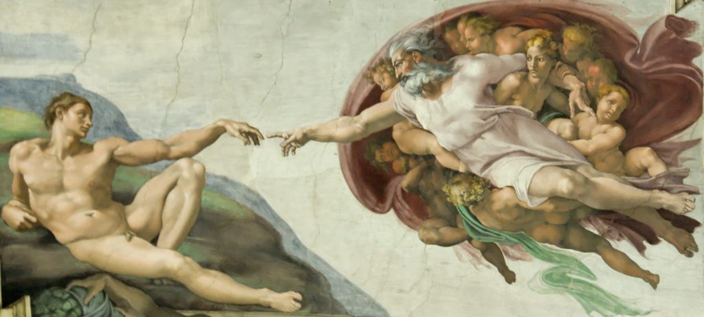 Сотворение Адама. Микеланджело.