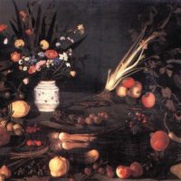 Натюрморт с цветами и фруктами. Караваджо.