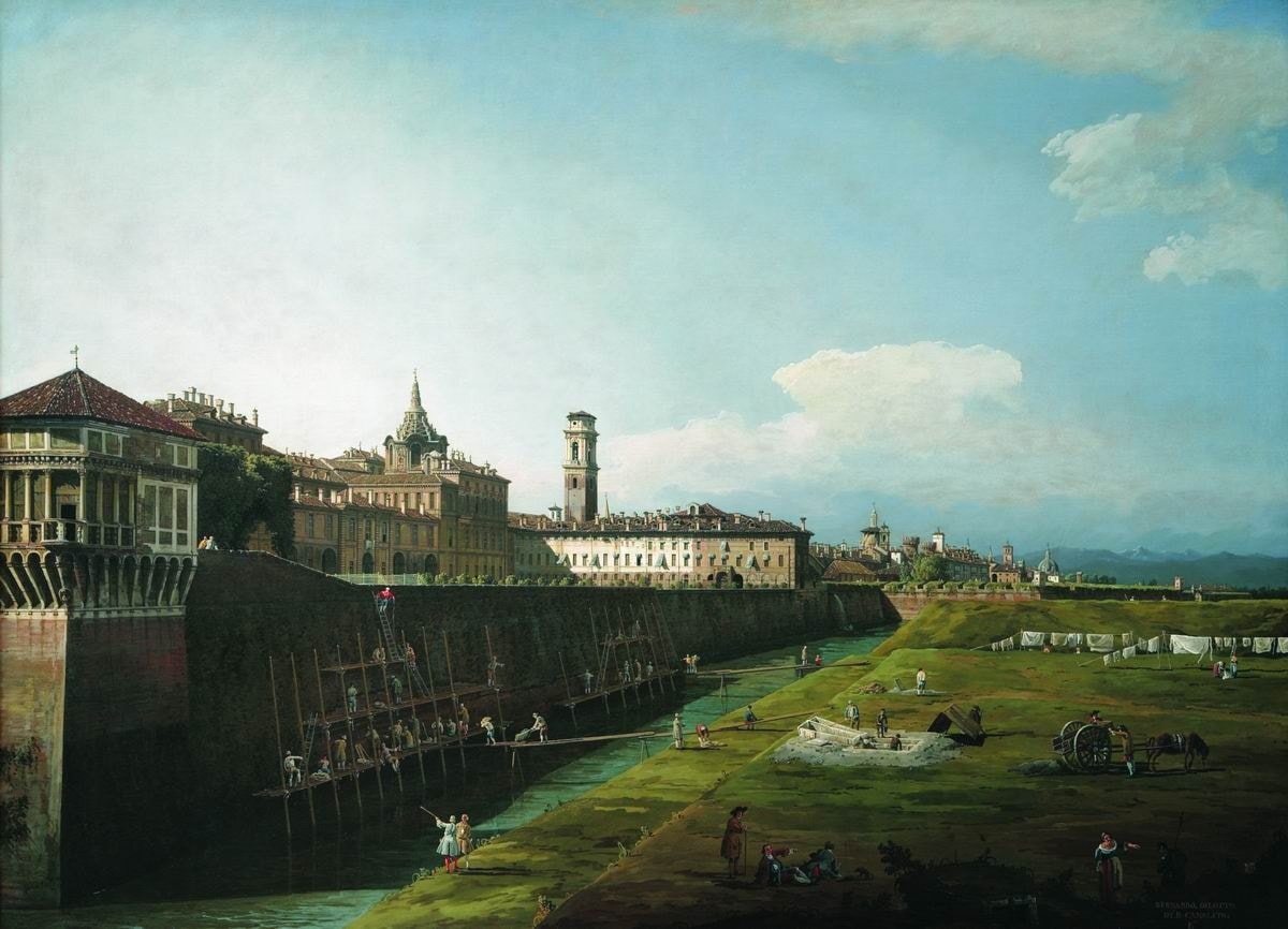 Вид Турина с королевским дворцом. Бернардо Беллотто.