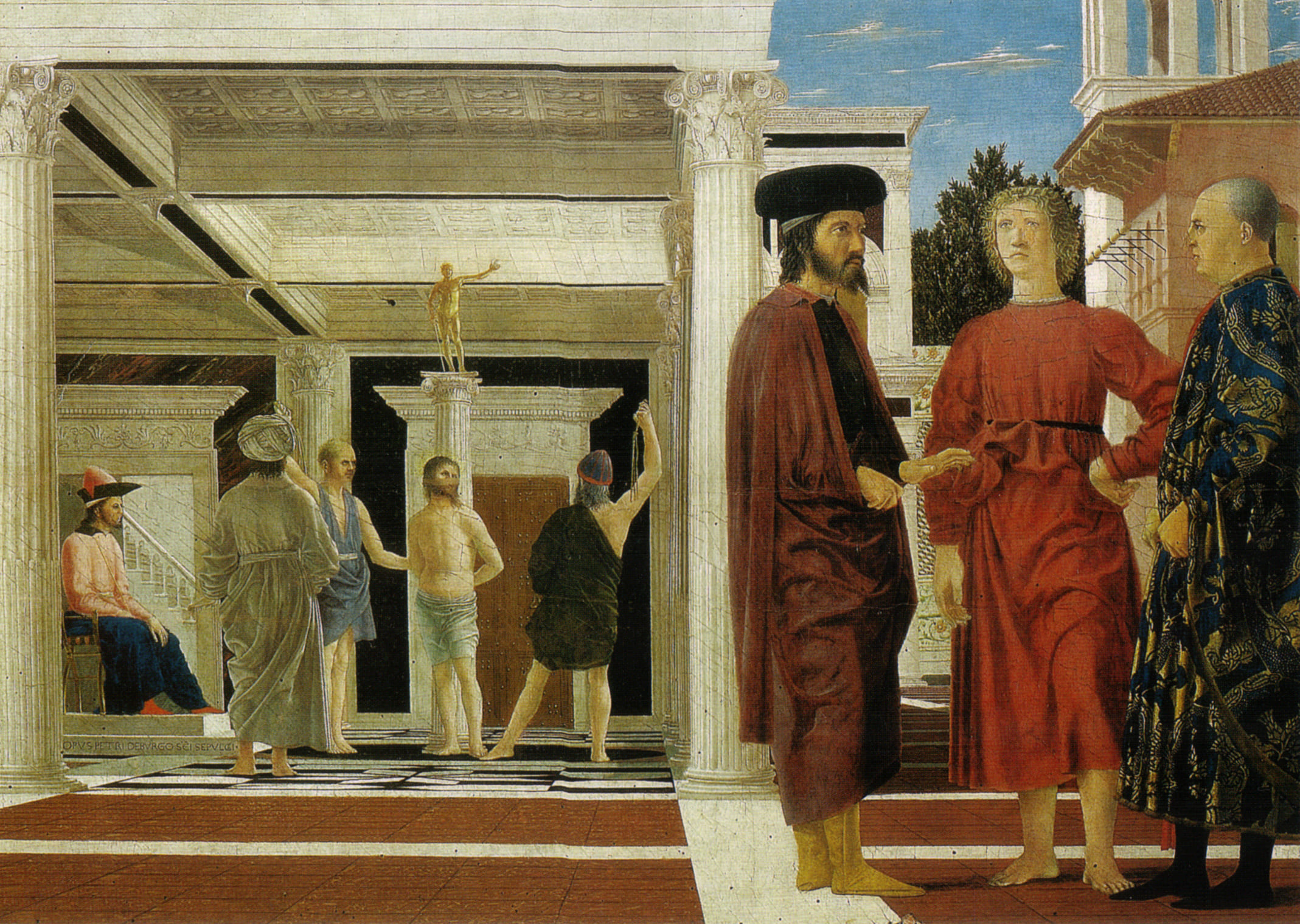 Бичевание Христа. Пьеро делла Франческа.